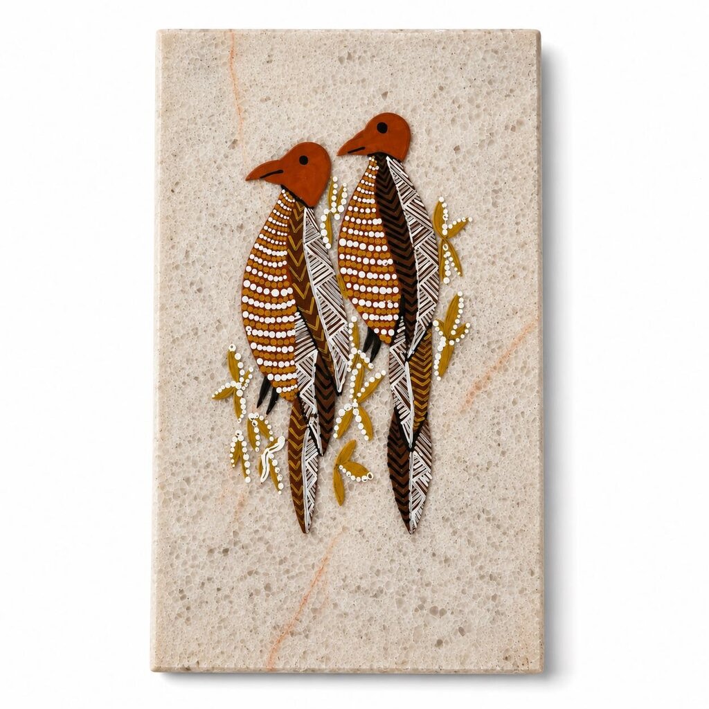 Dual Painted Birds on Marble