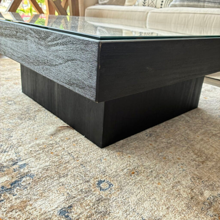 Orig. Price $685 - Wood Cocktail Table w/ Glass Top