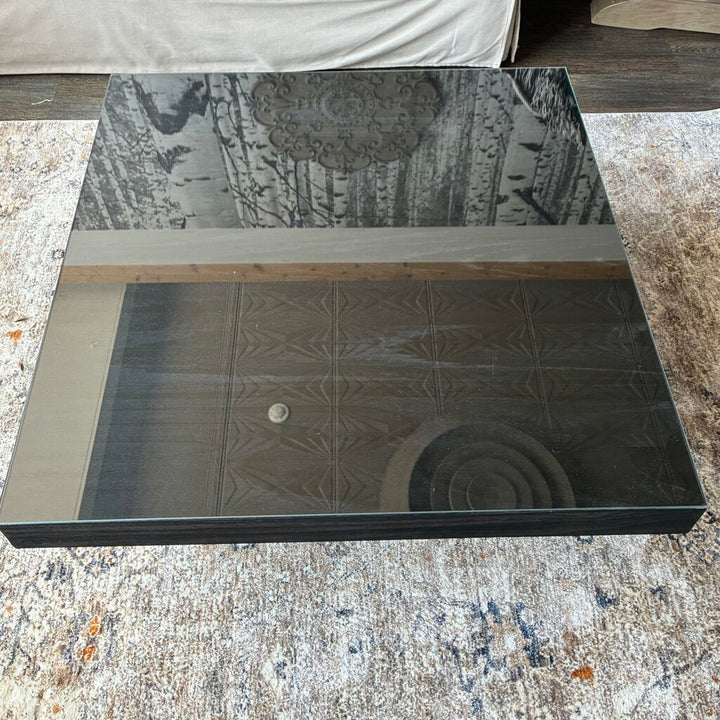 Orig. Price $685 - Wood Cocktail Table w/ Glass Top