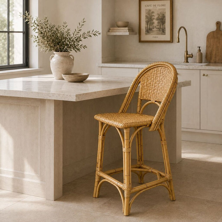 Orig. Price $448 - Sunwashed Riveria Rattan Stool