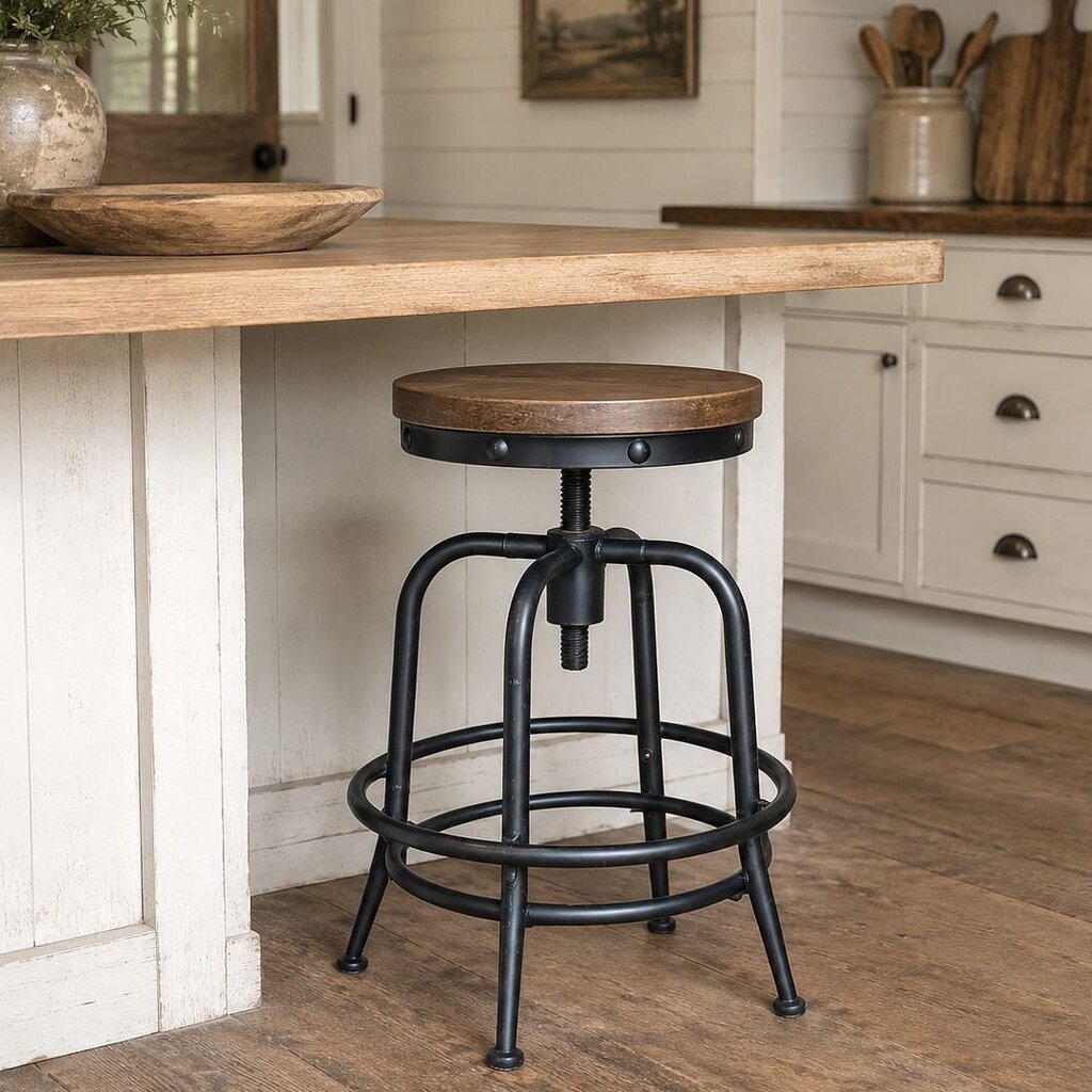 Wooden Industrial Style Stool