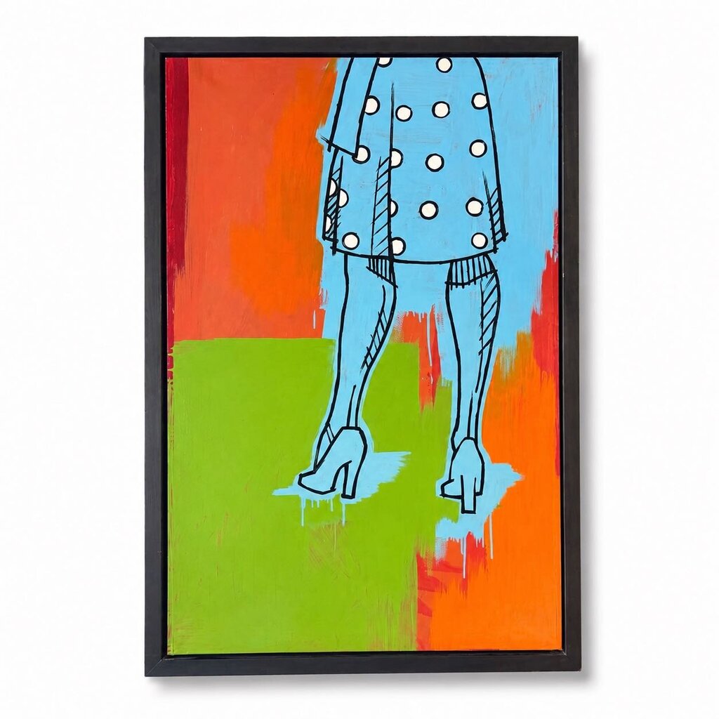 Orig. Price $3000 - “Polka Dot” Framed Enamel on Canvas Artwork