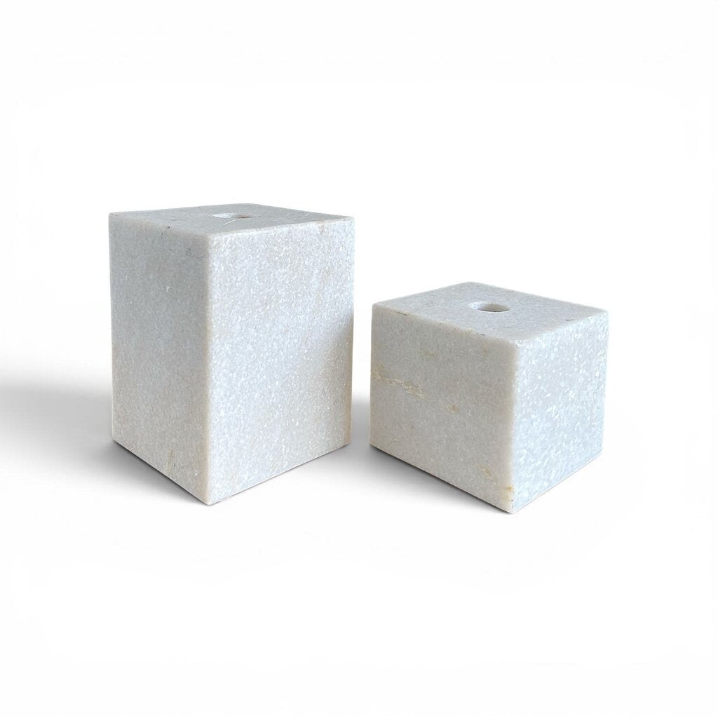 Pair of Marble Block Candleholders