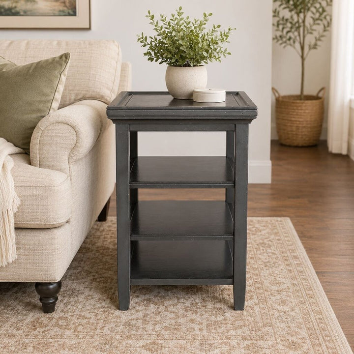 Wooden Accent Table with 3 Shelves
