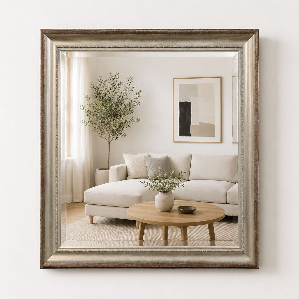 Wooden Framed Beveled Mirror