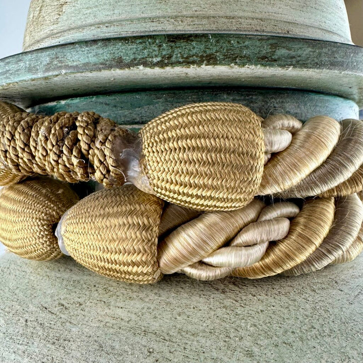 Lidded Painted Scroll Urn Vase
