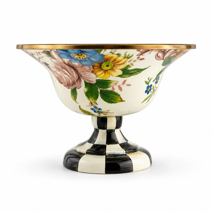 Flower Market Enamel Pedestal Centerpiece Bowl