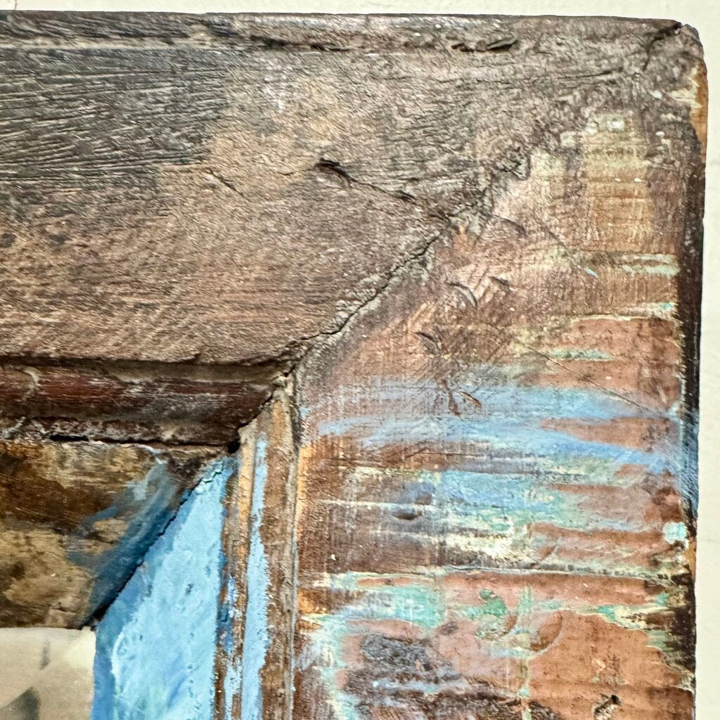 Large Distressed Wooden Framed Floor Mirror
