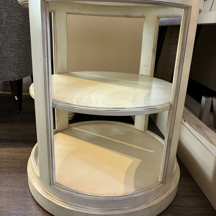 Round Side Table w/ Glass Insert Top