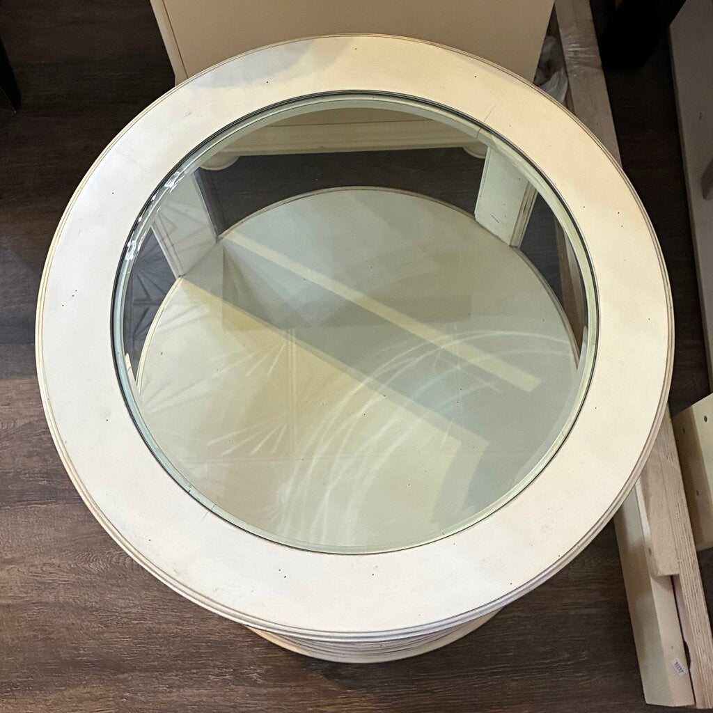 Round Side Table w/ Glass Insert Top