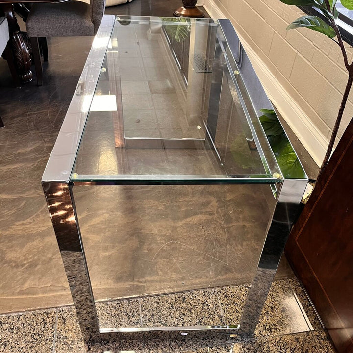 Orig Price $250 - Chrome Writing Desk w/ Glass Top