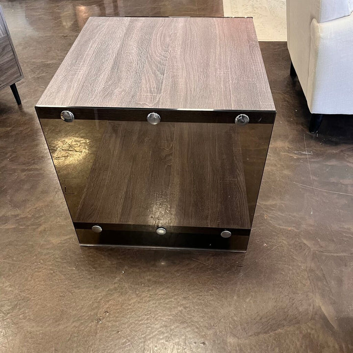 Orig Price $80 - Glass & Wood End Table