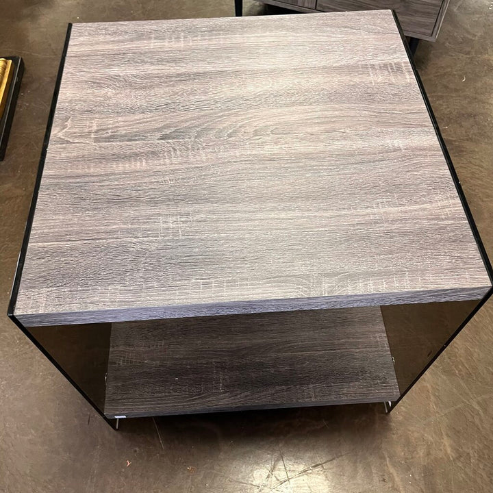 Orig Price $80 - Glass & Wood End Table