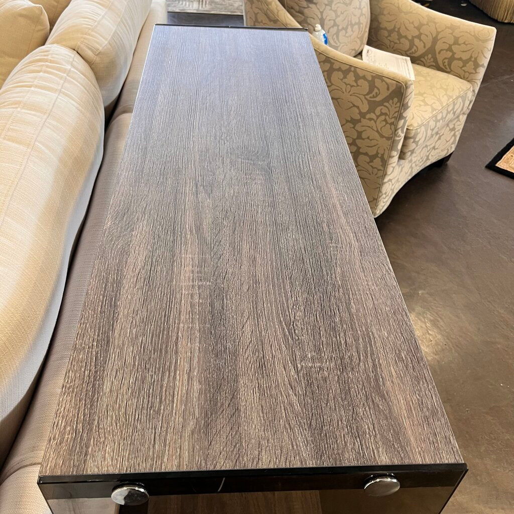Orig Price $180 - Wood & Smoked Glass Sofa Table