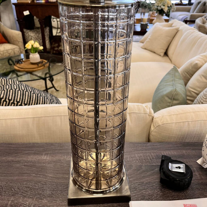 Orig Price $125 - Plaid Cut Glass Lamp