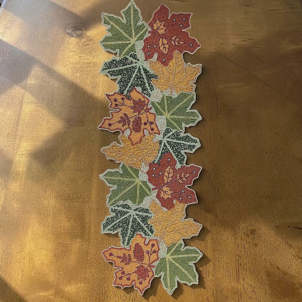 Beaded Leaves Table Runner
