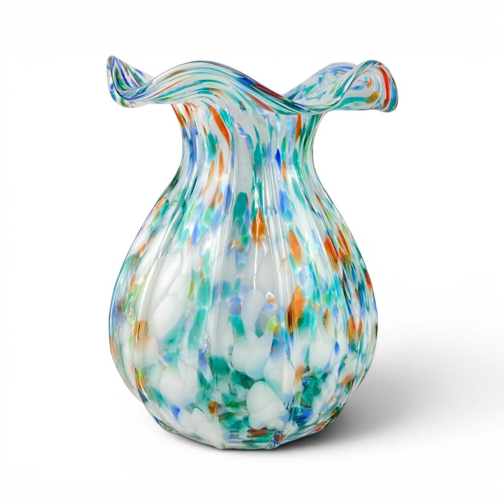 Murano-style Confetti Blown Glass Vase