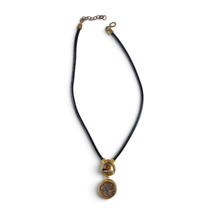 Orig. Price $200 - Greek Philip II Coin Replica Necklace w/ Leather Cord