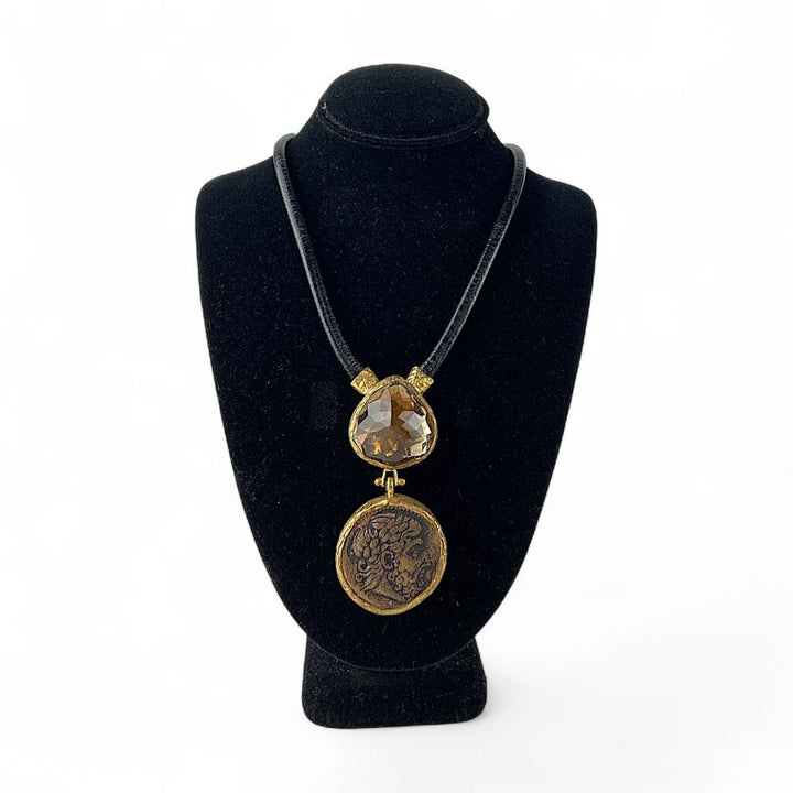 Orig. Price $200 - Greek Philip II Coin Replica Necklace w/ Leather Cord