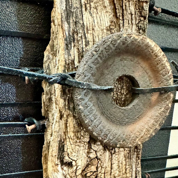 Orig. Price $650 - Mixed Media Driftwood and Leather with Metal Accent Canvas