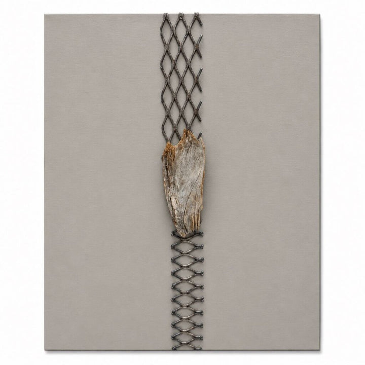 Orig. Price $350 - Wood and Metal Sculptural Canvas