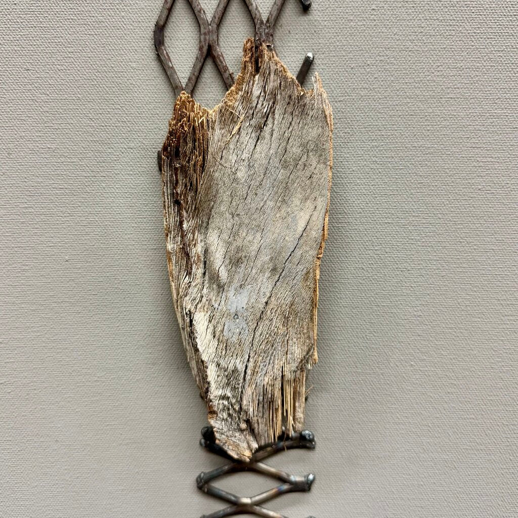 Orig. Price $350 - Wood and Metal Sculptural Canvas