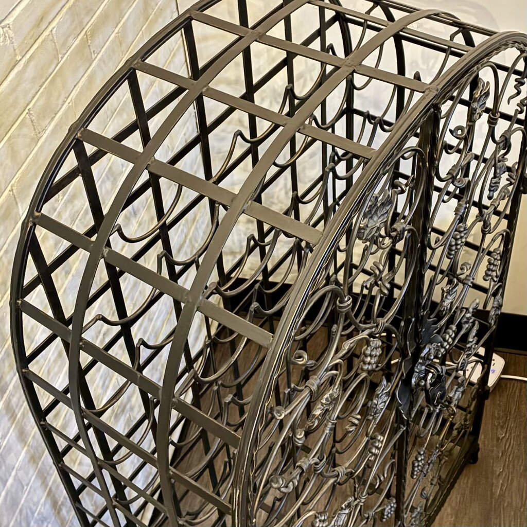 Wrought Iron Wine Rack w/ Lock & Key