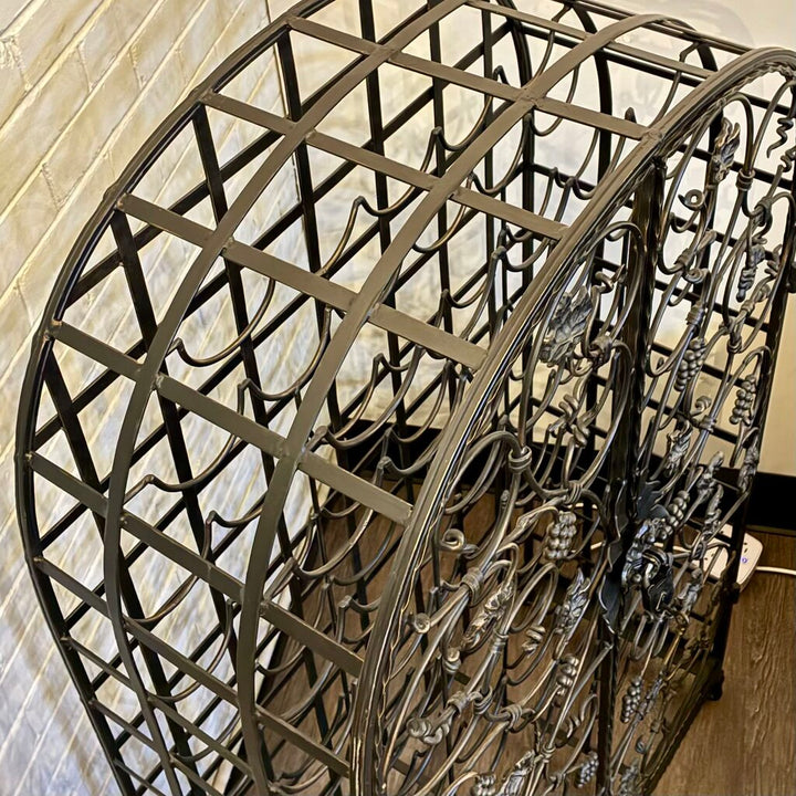 Wrought Iron Wine Rack w/ Lock & Key