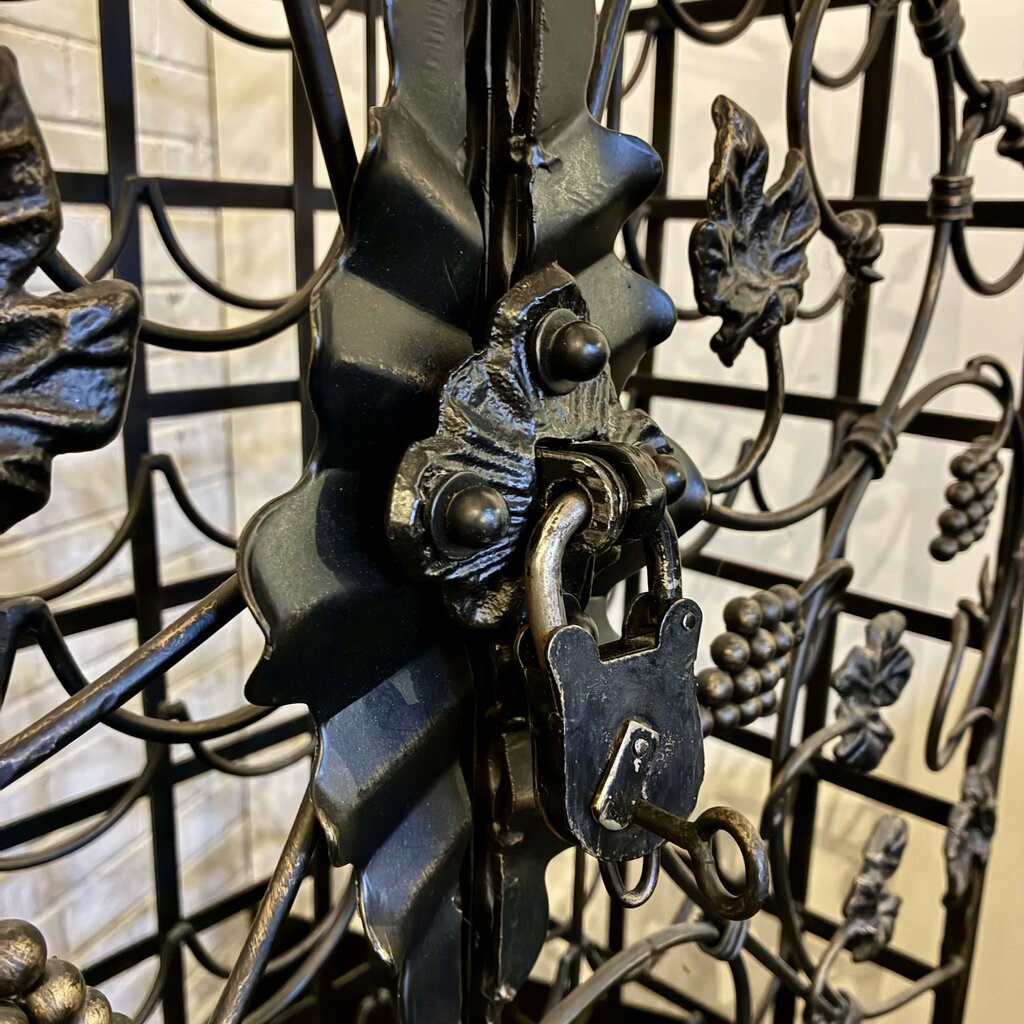 Wrought Iron Wine Rack w/ Lock & Key