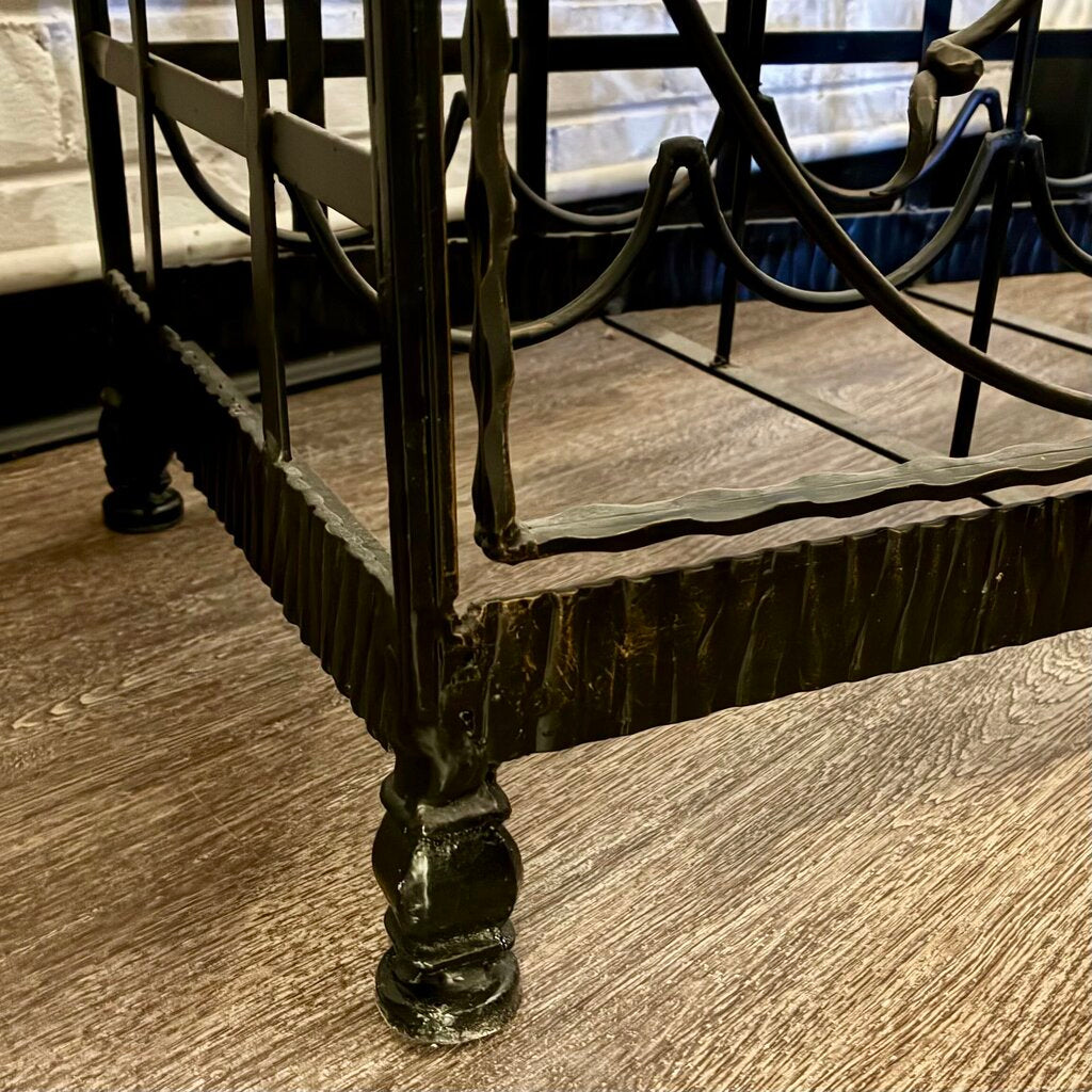 Wrought Iron Wine Rack w/ Lock & Key
