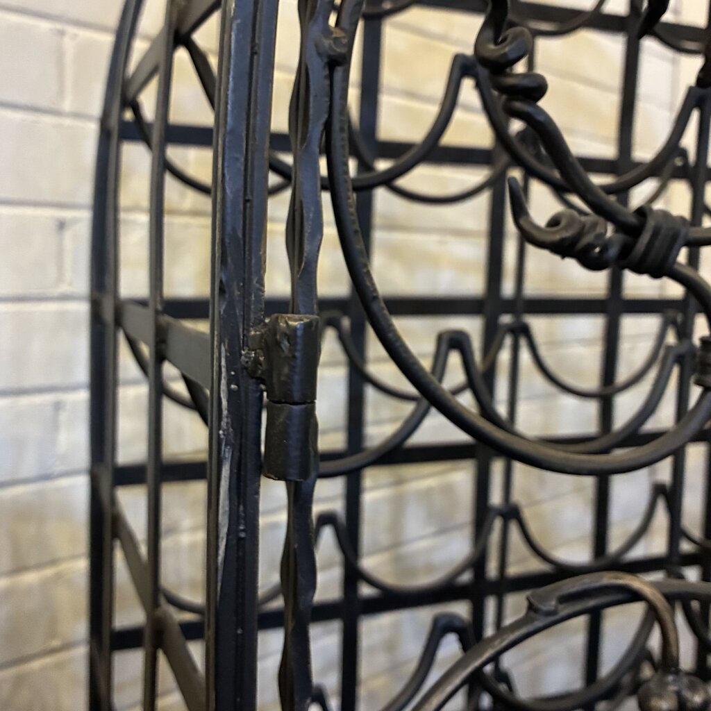 Wrought Iron Wine Rack w/ Lock & Key