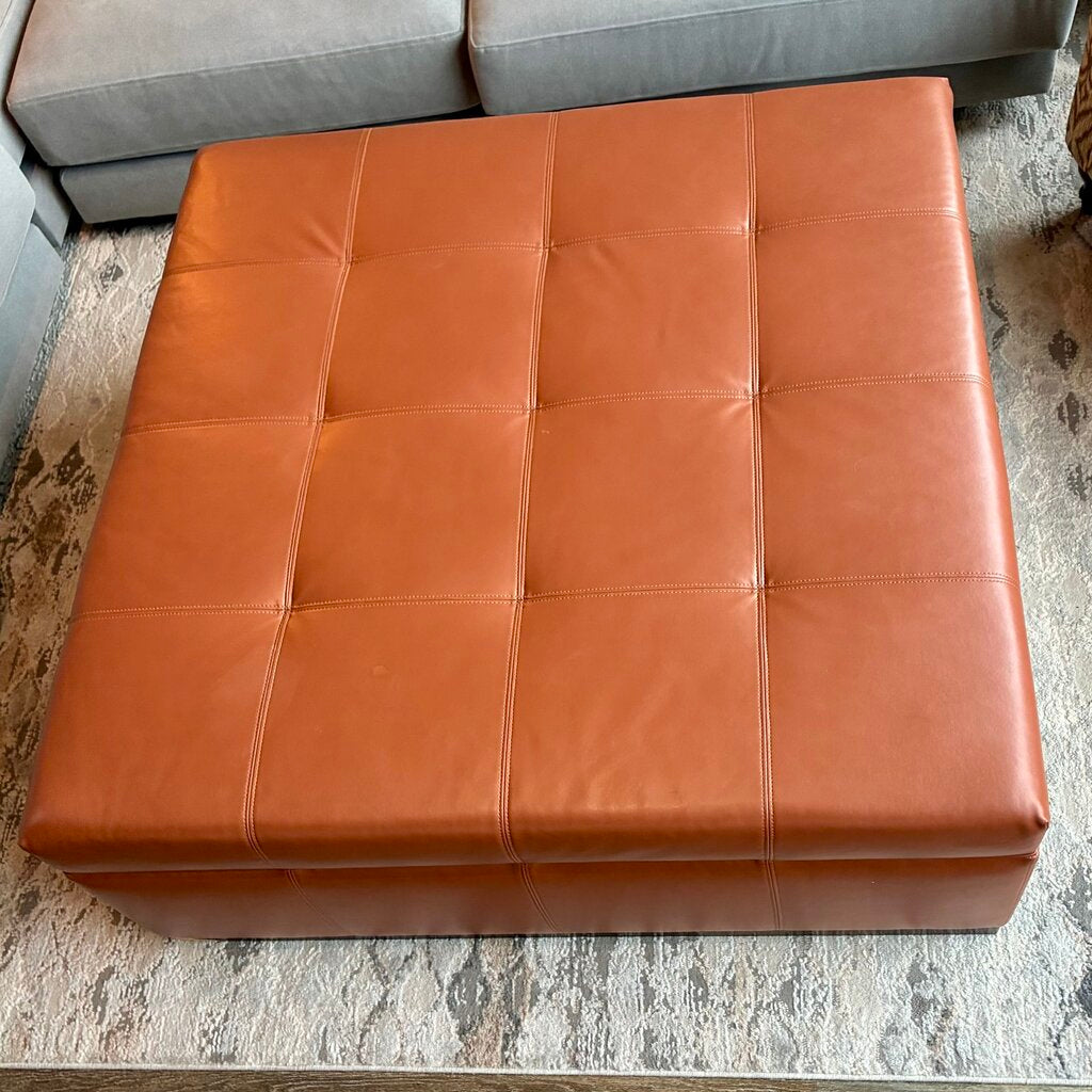 Orig. Price $4,000 - Square Leather Ottoman