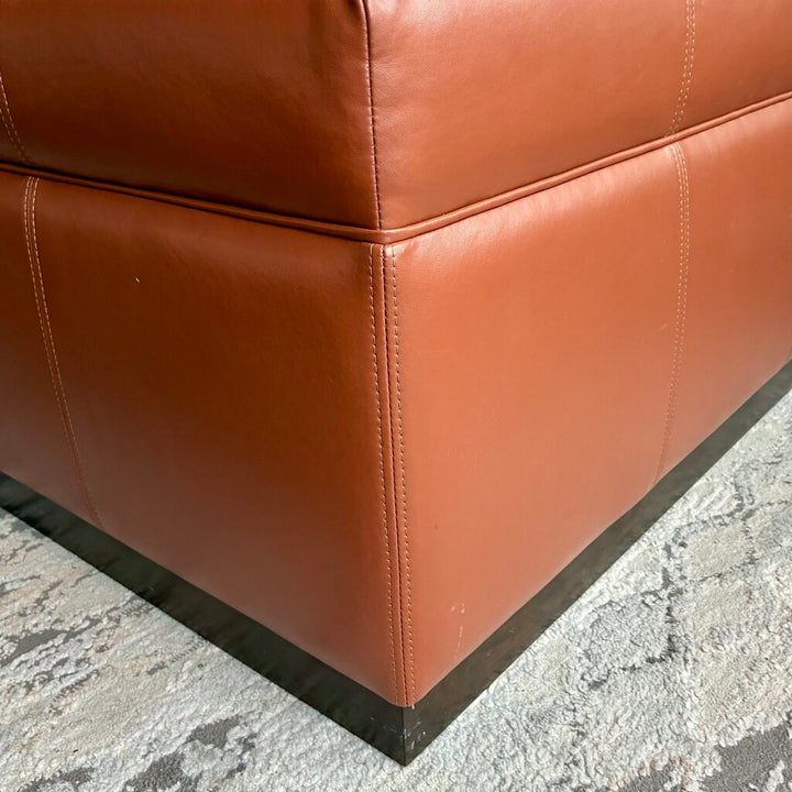 Orig. Price $4,000 - Square Leather Ottoman