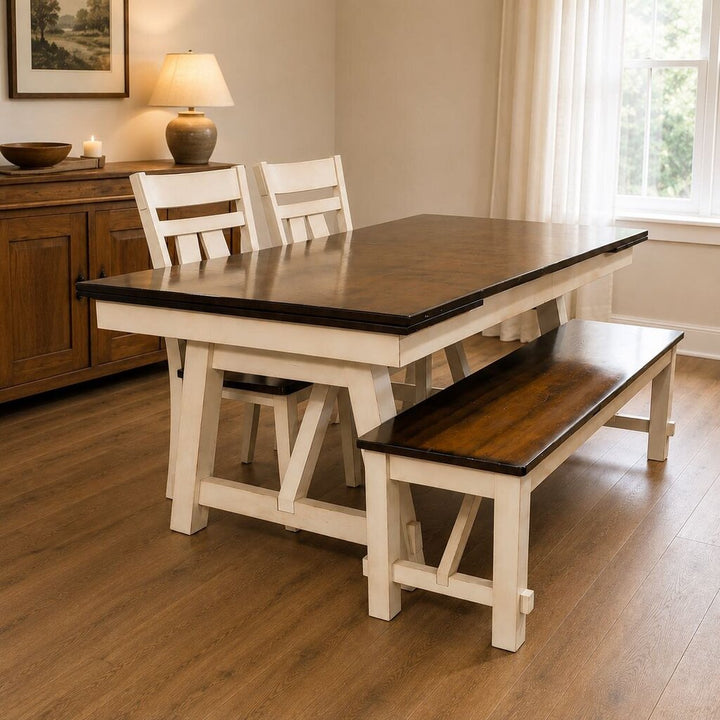Orig. Price $1500 - Modern Farmhouse Dining Table with Bench and 2 Chairs