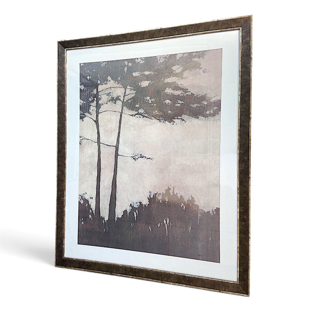 Orig. Price $100 - Trees on Beige Print in Frame
