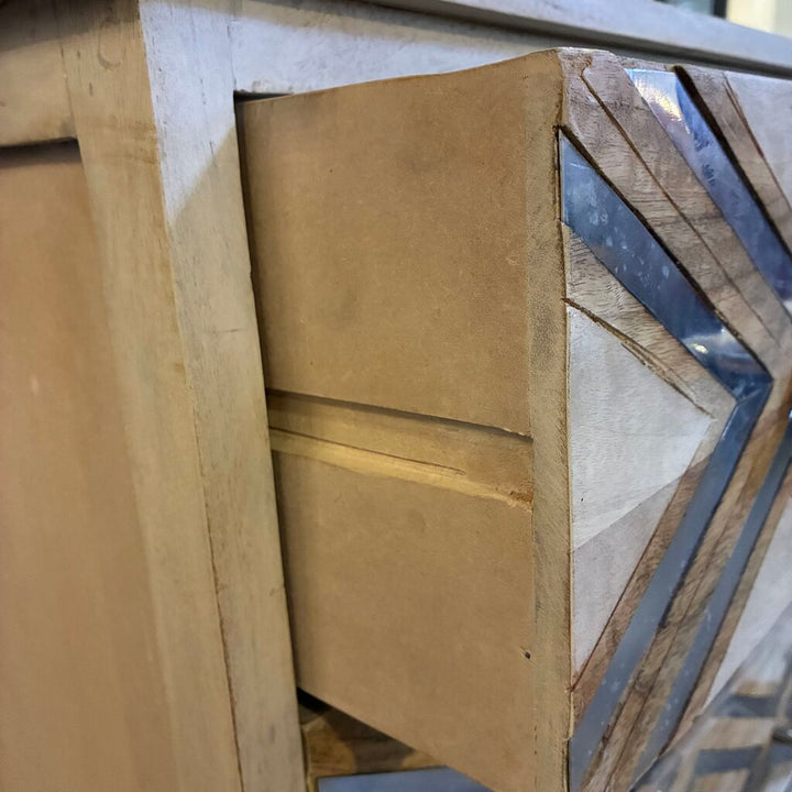 Metal & Wood Chevron Nightstand