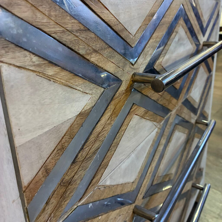 Metal & Wood Chevron Nightstand