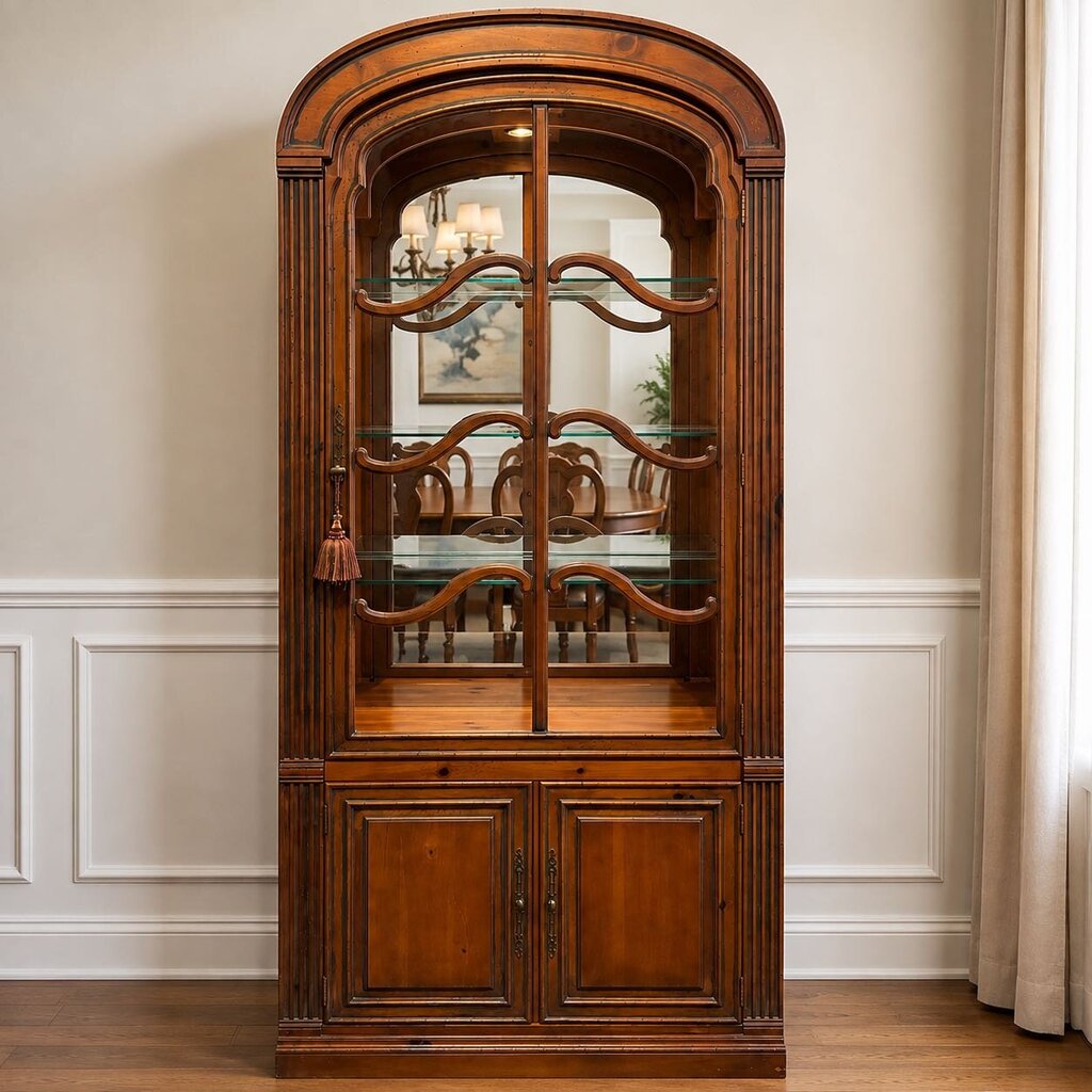 Arched China Cabinet w/ Working Adjustable Light