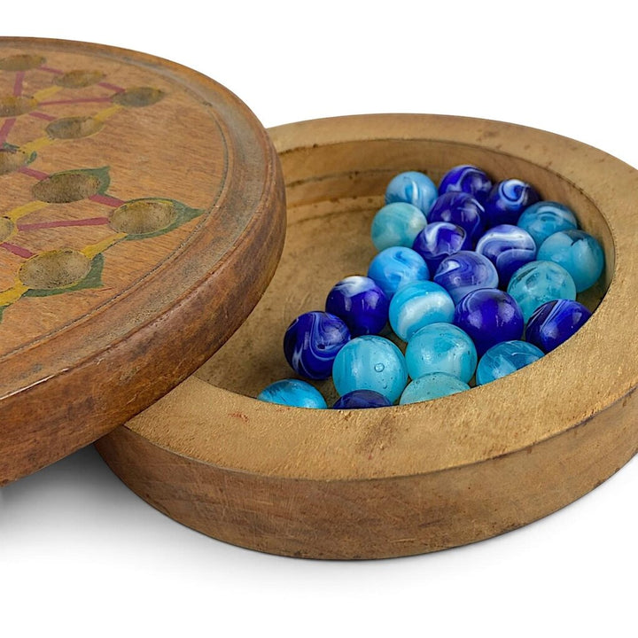 Antique Wooden Marble Chinese Checker Set