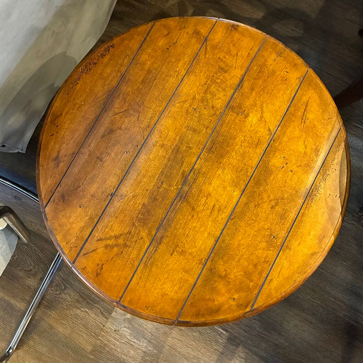 Round Wood Accent Table with Iron Base