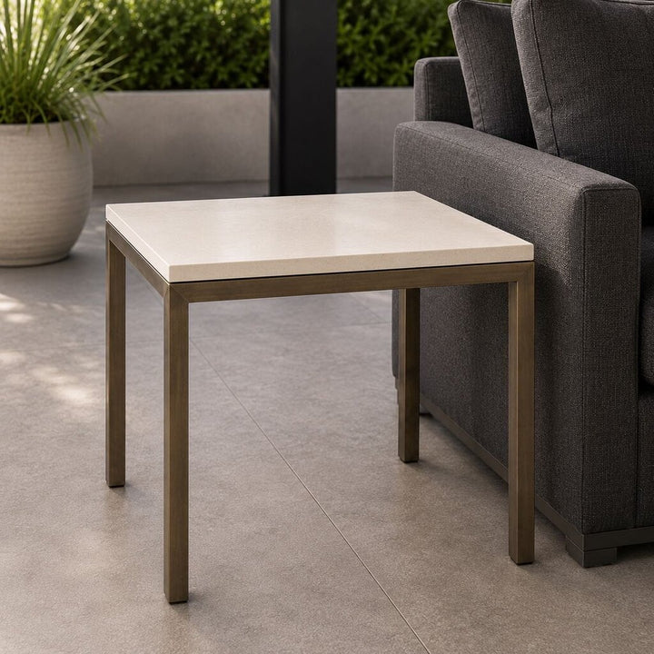Orig. Price $709 - Outdoor Quartz Top Parsons Table
