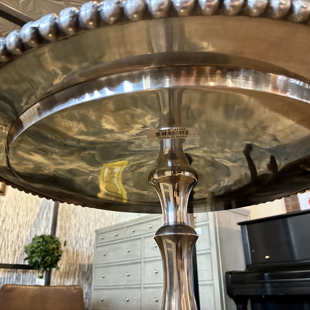 Round Pewter Accent Table