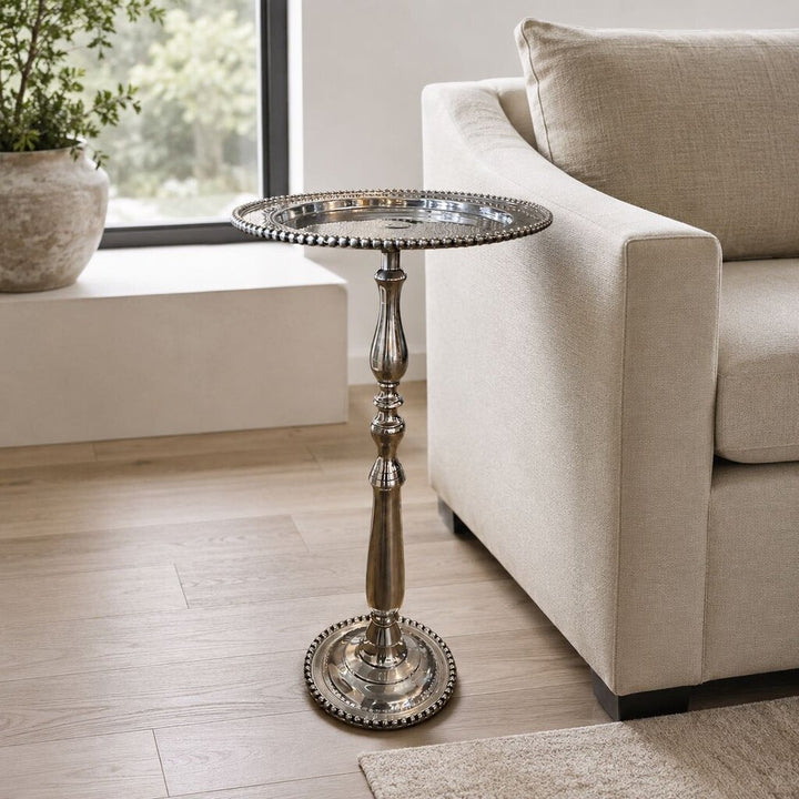 Round Pewter Accent Table