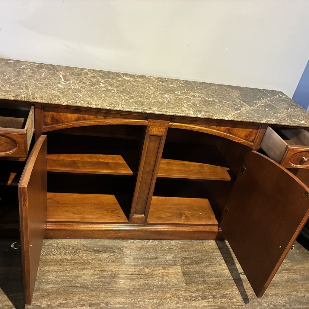 Orig. Price $4,000 - Vintage Wood Buffet w/ Marble Top