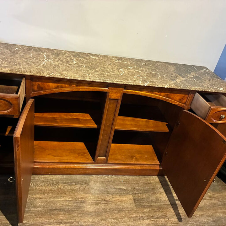 Orig. Price $4,000 - Vintage Wood Buffet w/ Marble Top