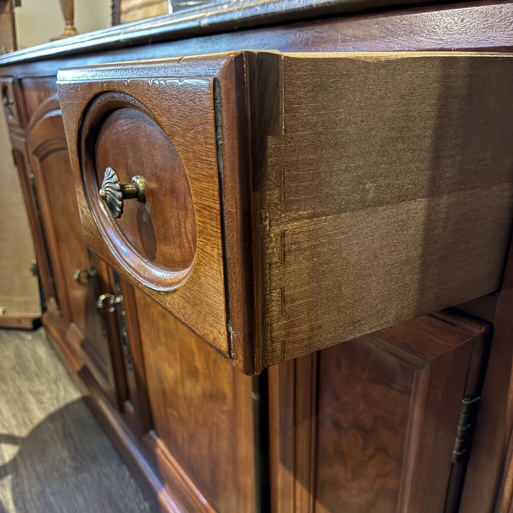 Orig. Price $4,000 - Vintage Wood Buffet w/ Marble Top