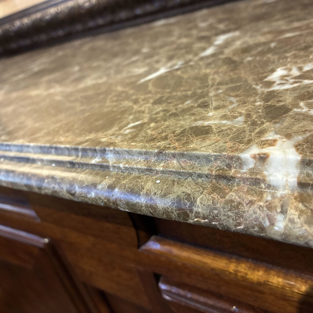 Orig. Price $4,000 - Vintage Wood Buffet w/ Marble Top