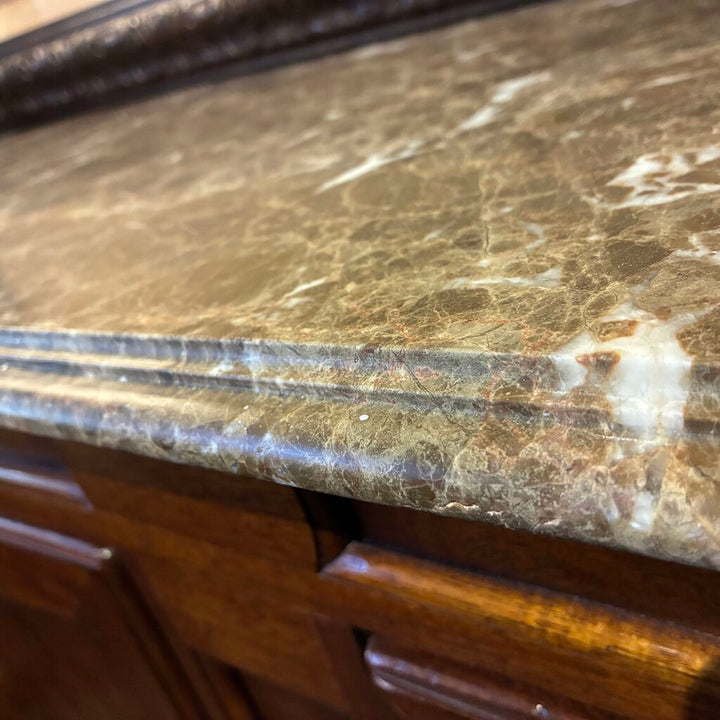 Orig. Price $4,000 - Vintage Wood Buffet w/ Marble Top