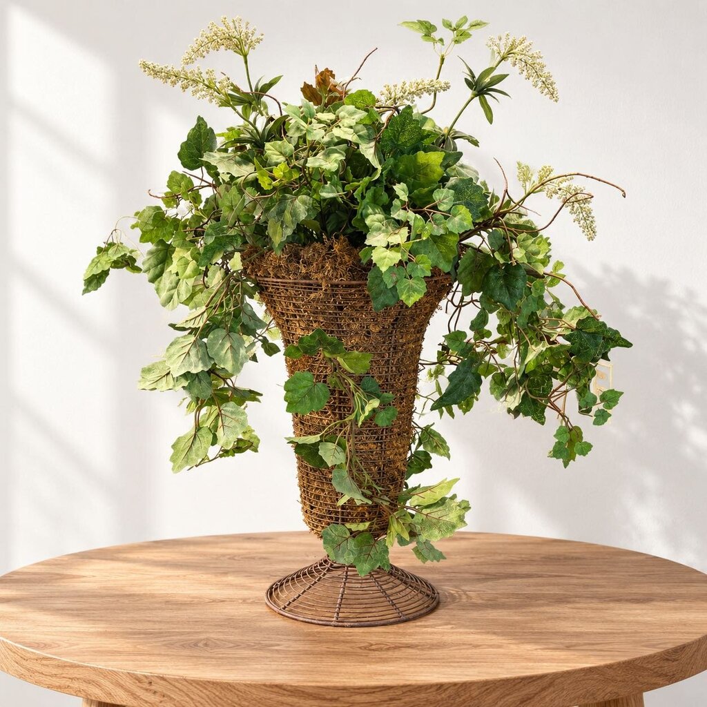 Leaf Greenery in Tall Wire Vase
