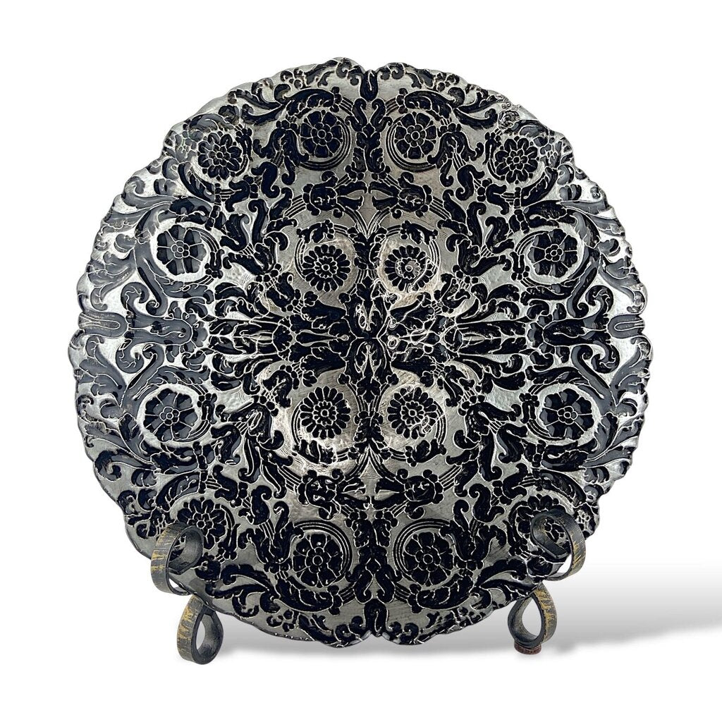 Metallic Floral Scroll Centerpiece Plate